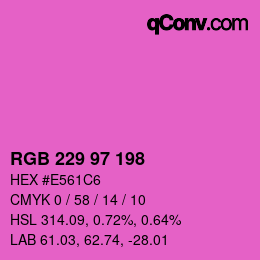 Color code: RGB 229 97 198 | qconv.com