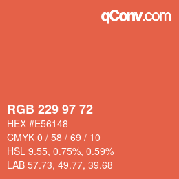 Color code: RGB 229 97 72 | qconv.com