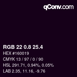 カラーコード: RGB 22 0.8 25.4 | qconv.com