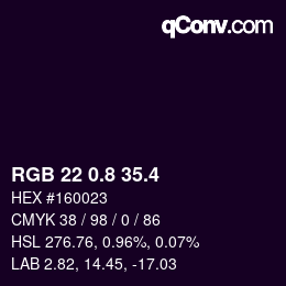 カラーコード: RGB 22 0.8 35.4 | qconv.com