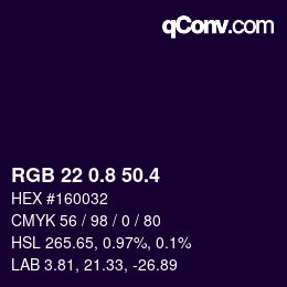 カラーコード: RGB 22 0.8 50.4 | qconv.com