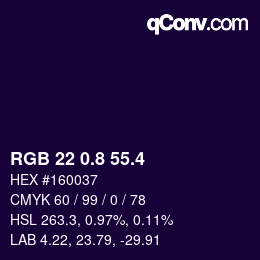 カラーコード: RGB 22 0.8 55.4 | qconv.com