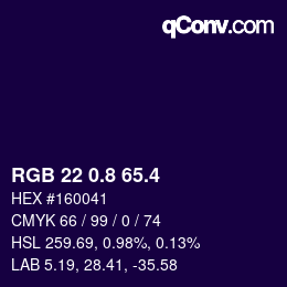 カラーコード: RGB 22 0.8 65.4 | qconv.com