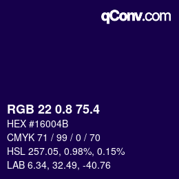 カラーコード: RGB 22 0.8 75.4 | qconv.com
