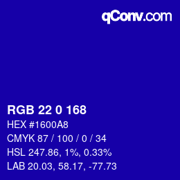 Color code: RGB 22 0 168 | qconv.com