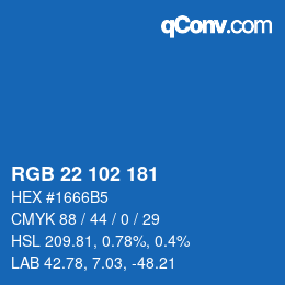 Color code: RGB 22 102 181 | qconv.com