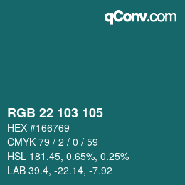 Color code: RGB 22 103 105 | qconv.com