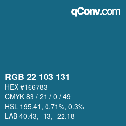 Color code: RGB 22 103 131 | qconv.com