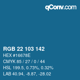 Color code: RGB 22 103 142 | qconv.com