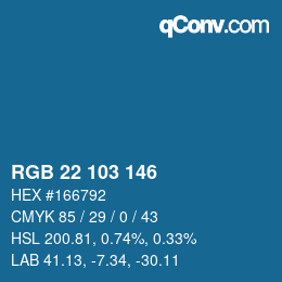 Color code: RGB 22 103 146 | qconv.com