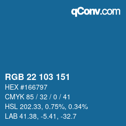 Color code: RGB 22 103 151 | qconv.com