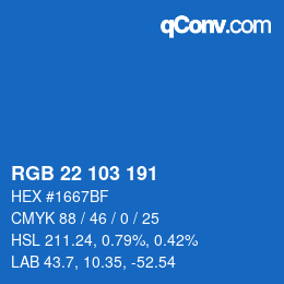 Color code: RGB 22 103 191 | qconv.com