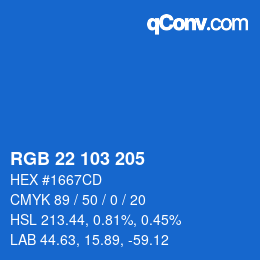 カラーコード: RGB 22 103 205 | qconv.com