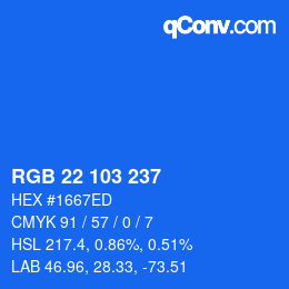 Color code: RGB 22 103 237 | qconv.com