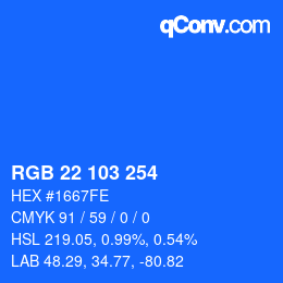 Color code: RGB 22 103 254 | qconv.com