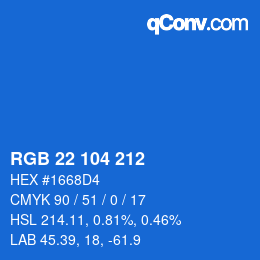 Color code: RGB 22 104 212 | qconv.com