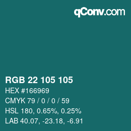 颜色代码: RGB 22 105 105 | qconv.com