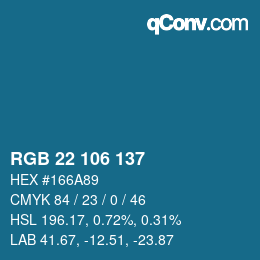 Color code: RGB 22 106 137 | qconv.com