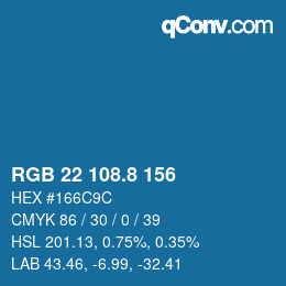 Color code: RGB 22 108.8 156 | qconv.com