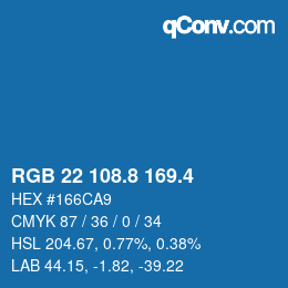 カラーコード: RGB 22 108.8 169.4 | qconv.com