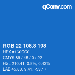 Color code: RGB 22 108.8 198 | qconv.com