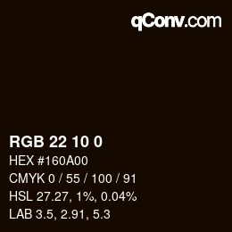 Color code: RGB 22 10 0 | qconv.com