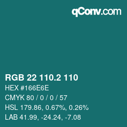 カラーコード: RGB 22 110.2 110 | qconv.com