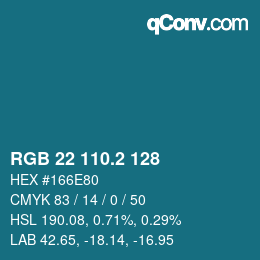 カラーコード: RGB 22 110.2 128 | qconv.com