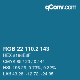 カラーコード: RGB 22 110.2 143 | qconv.com