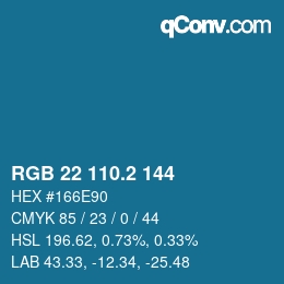 カラーコード: RGB 22 110.2 144 | qconv.com