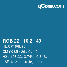 カラーコード: RGB 22 110.2 149 | qconv.com