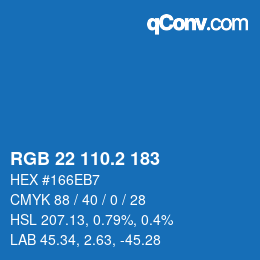 カラーコード: RGB 22 110.2 183 | qconv.com