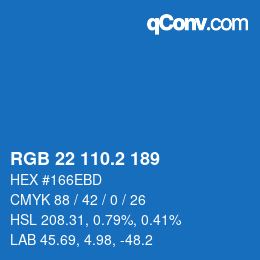 カラーコード: RGB 22 110.2 189 | qconv.com