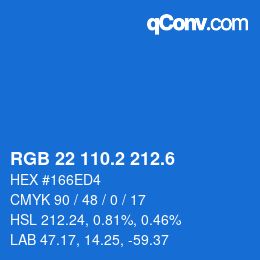 カラーコード: RGB 22 110.2 212.6 | qconv.com