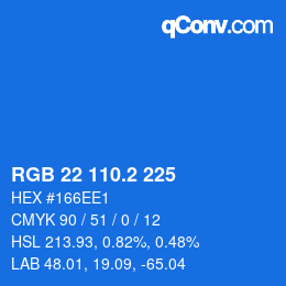 カラーコード: RGB 22 110.2 225 | qconv.com