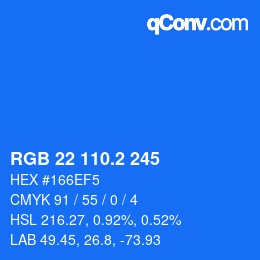 カラーコード: RGB 22 110.2 245 | qconv.com