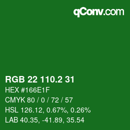 カラーコード: RGB 22 110.2 31 | qconv.com