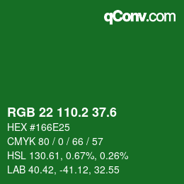 カラーコード: RGB 22 110.2 37.6 | qconv.com