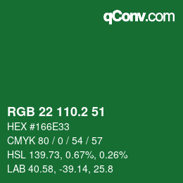カラーコード: RGB 22 110.2 51 | qconv.com