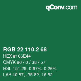 カラーコード: RGB 22 110.2 68 | qconv.com