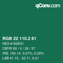 カラーコード: RGB 22 110.2 81 | qconv.com