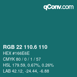 カラーコード: RGB 22 110.6 110 | qconv.com