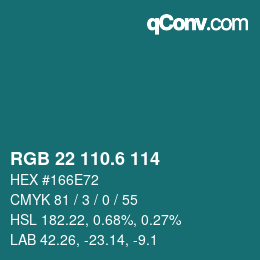 カラーコード: RGB 22 110.6 114 | qconv.com