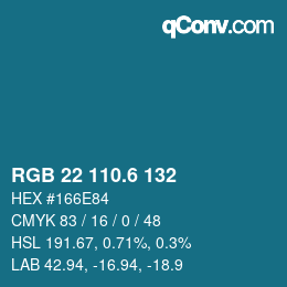 カラーコード: RGB 22 110.6 132 | qconv.com