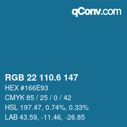 カラーコード: RGB 22 110.6 147 | qconv.com