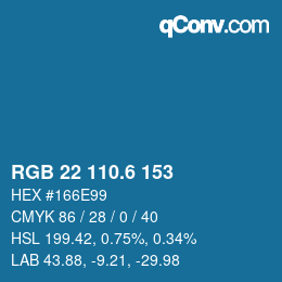 カラーコード: RGB 22 110.6 153 | qconv.com