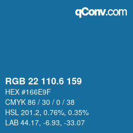 カラーコード: RGB 22 110.6 159 | qconv.com