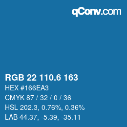 カラーコード: RGB 22 110.6 163 | qconv.com