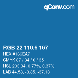 カラーコード: RGB 22 110.6 167 | qconv.com