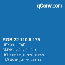 カラーコード: RGB 22 110.6 175 | qconv.com